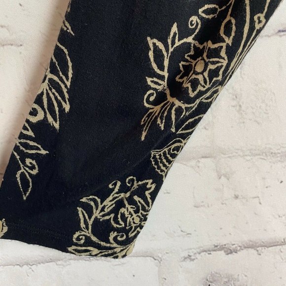 Lucky Brand Black Tan Boho Print Keyhole Front Top - Picture 10 of 12